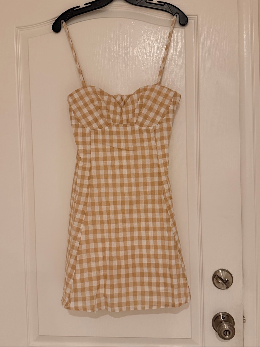 New Promesa Beige Gingham Dress - Picture 6 of 8